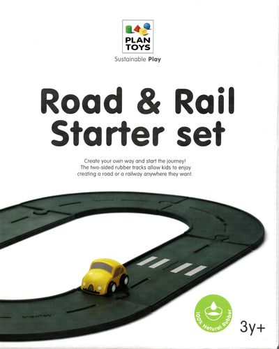 Plan Toys Luonnonkuminen autotie-/ junanrata 8 osaa