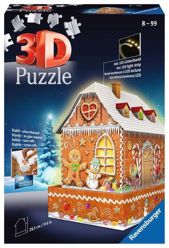 Ravensburger Gingerbread House 3D palapeli valoilla